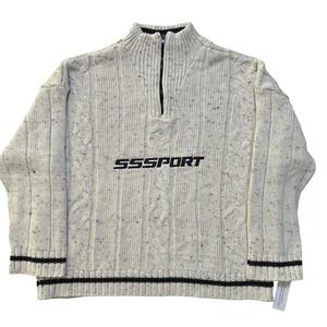 Sisters and Seekers SSSPORT 1/4 Zip Chunky Cable Knit Sweater S Oversized Jumper